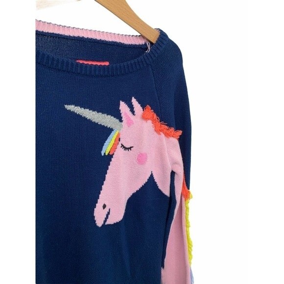 Joules Gee Gee Girls Unicorn Knitted Navy Sweater 9-10Y - Picture 5 of 12